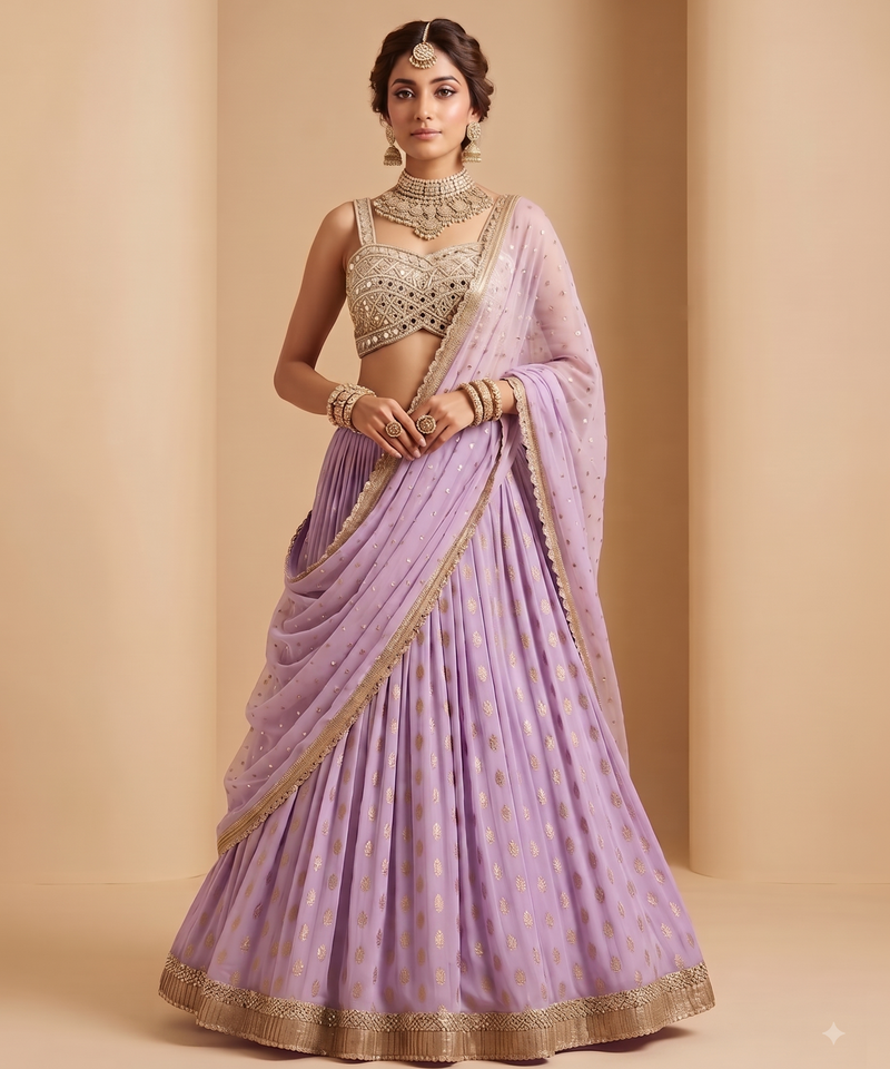 LAVENDER BANARASI viscose LEHENGA CHOLI WITH DUPATTA