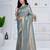 royal sky blue colour all over woven zari tissue silk blend party wear saree with blouse