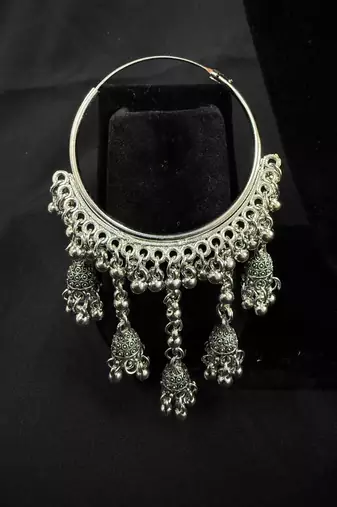 Oxidized Silver Chandbali Earrings for Women | Traditional Jhumka Dangle Earrings | Indian Ethnic Festive Jewellery