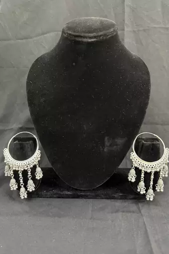 Oxidized Silver Chandbali Earrings for Women | Traditional Jhumka Dangle Earrings | Indian Ethnic Festive Jewellery
