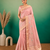 Cream Embroidery Beats Sequin Floral Work And Lightweight Tissue Linen Saree With Unstitched Blouse