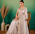 Grey Embroidery Beats Sequin Floral Work And Lightweight Tissue Linen Saree With Unstitched Blouse