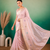 Light Pink Embroidery Beats Sequin Floral Work And Lightweight Tissue Linen Saree With Unstitched Blouse