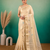 Cream Embroidery Beats Sequin Floral Work And Lightweight Tissue Linen Saree With Unstitched Blouse