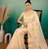 Cream Embroidery Beats Sequin Floral Work And Lightweight Tissue Linen Saree With Unstitched Blouse