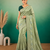 Pista Green Embroidery Design White Thread Work And Akira Cotton Blend Saree With Unstitched Blouse