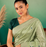 Pista Green Embroidery Design White Thread Work And Akira Cotton Blend Saree With Unstitched Blouse