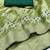 Pista Green Embroidery Design White Thread Work And Akira Cotton Blend Saree With Unstitched Blouse