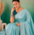 Aqua Blue Embroidery Design White Thread Work And Akira Cotton Silk Saree With Unstitched Blouse