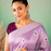 Lavender Embroidery Design White Thread Work And Akira Cotton Blend Saree With Unstitched Blouse