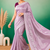 Lavender Embroidery Design White Thread Work And Akira Cotton Blend Saree With Unstitched Blouse