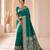rama green color soft banarasi silk blend meenakari touchup with blouse