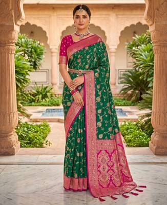rama color soft banarasi silk blend meenakari touchup with blouse 1