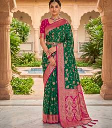 rama color soft banarasi silk blend meenakari touchup with blouse