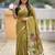 mehendi color soft cotton blend saree meenakari small motifs design with blouse