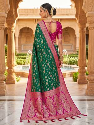 rama color soft banarasi silk blend meenakari touchup with blouse 4