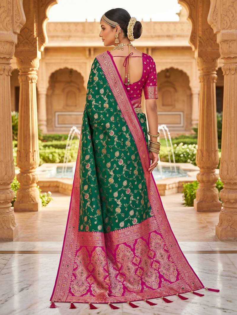 rama color soft banarasi silk blend meenakari touchup with blouse