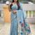 sky blue color soft cotton blend saree meenakari small motifs design with blouse