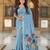 sky blue color soft cotton blend saree meenakari small motifs design with blouse