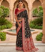 black color soft banarasi silk blend meenakari touchup with blouse