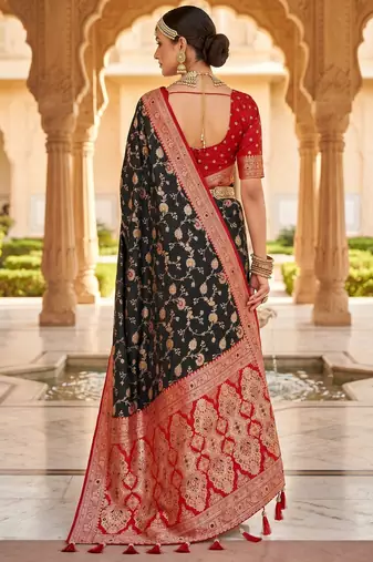 black color soft banarasi silk blend meenakari touchup with blouse