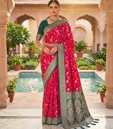 pink color soft banarasi silk blend meenakari touchup with blouse