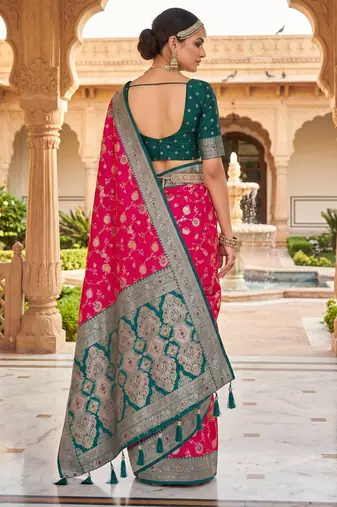pink color soft banarasi silk blend meenakari touchup with blouse