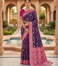 purple color soft banarasi silk blend meenakari touchup with blouse