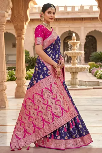 purple color soft banarasi silk blend meenakari touchup with blouse
