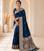 morpeach color soft banarasi silk blend meenakari touchup with blouse