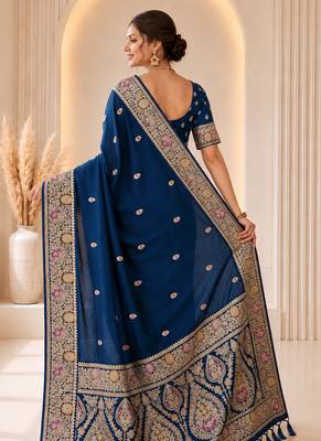 morpeach color soft banarasi silk blend meenakari touchup with blouse 3