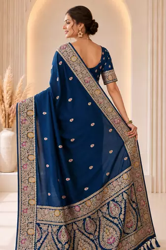 morpeach color soft banarasi silk blend meenakari touchup with blouse