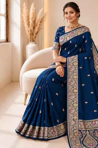 morpeach color soft banarasi silk blend meenakari touchup with blouse