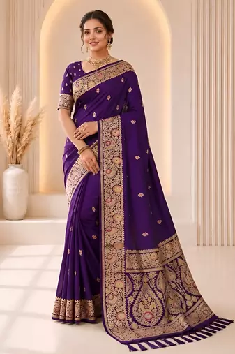 black color soft banarasi silk blend meenakari touchup with blouse