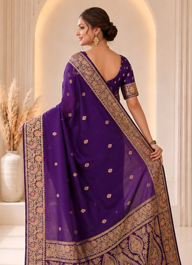 black color soft banarasi silk blend meenakari touchup with blouse