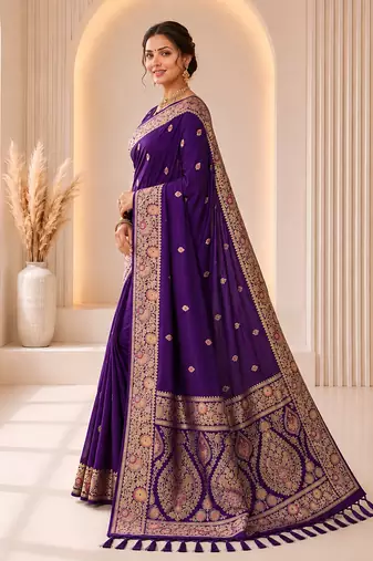 black color soft banarasi silk blend meenakari touchup with blouse