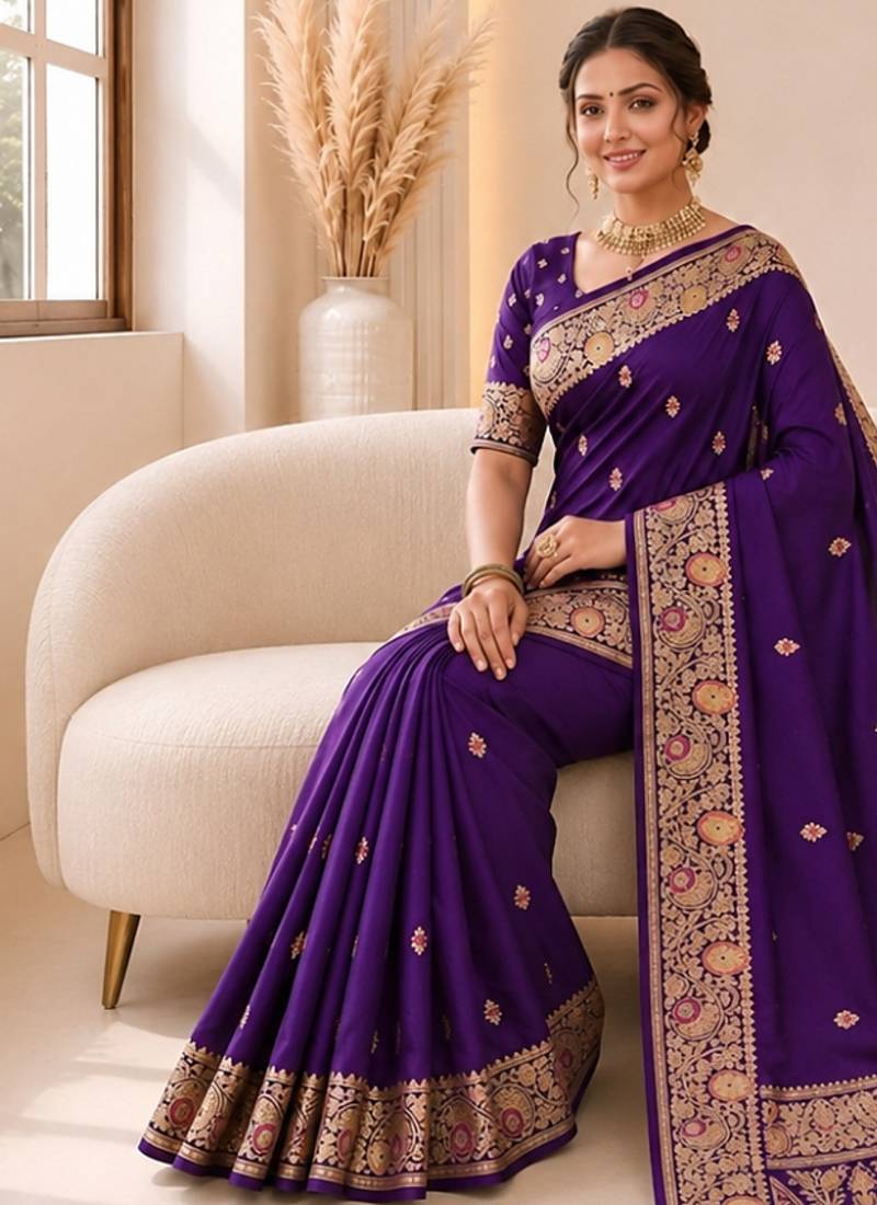 black color soft banarasi silk blend meenakari touchup with blouse