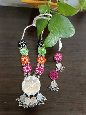  traditional mirror work necklace set for women  1