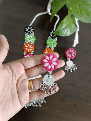  traditional mirror work necklace set for women  4