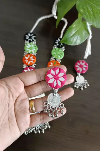  traditional mirror work necklace set for women 