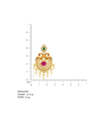 South indian gold plated peacock chandbali earrings with ruby, green stone & pearls 2