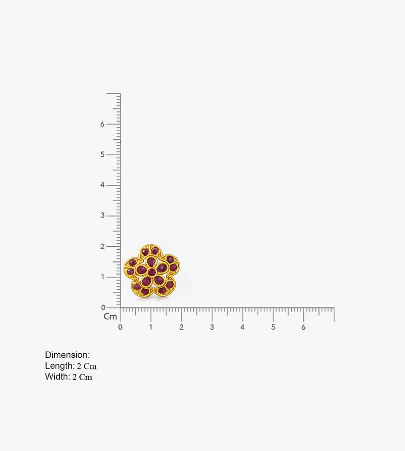 South indian gold plated floral kemp stone stud earrings for women