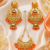 Orange beaded gold earring tikka set