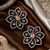 Black Silver Finish Champagne Floral Earrings