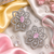 Rhodium finish pink floral earrings