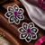 Rhodium finish ruby floral earrings