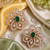 Rose gold finish emerald floral earrings