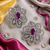 Rhodium finish ruby floral earrings