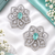 Rhodium finish mint floral earrings