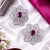 Rhodium finish ruby floral earrings